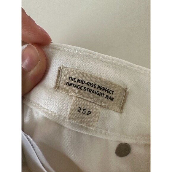 Madewell The Petite Mid-Rise Perfect Vintage Straight Jean in Tile White Sz 25P - Picture 9 of 11